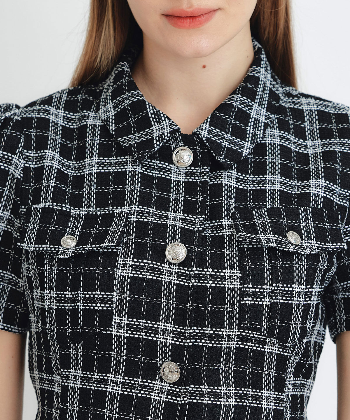 REDYAZEL「サマーツイードチェックシャツミニワンピース」|ワンピース|