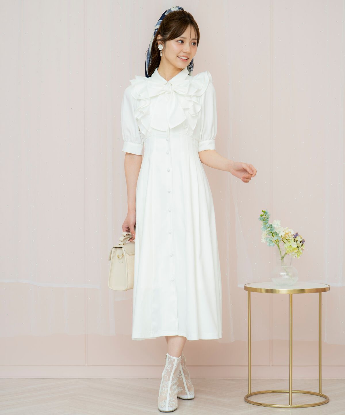 WILLSELECTION「ラッフルリボンタイシャツワンピース」|ワンピース|オフ