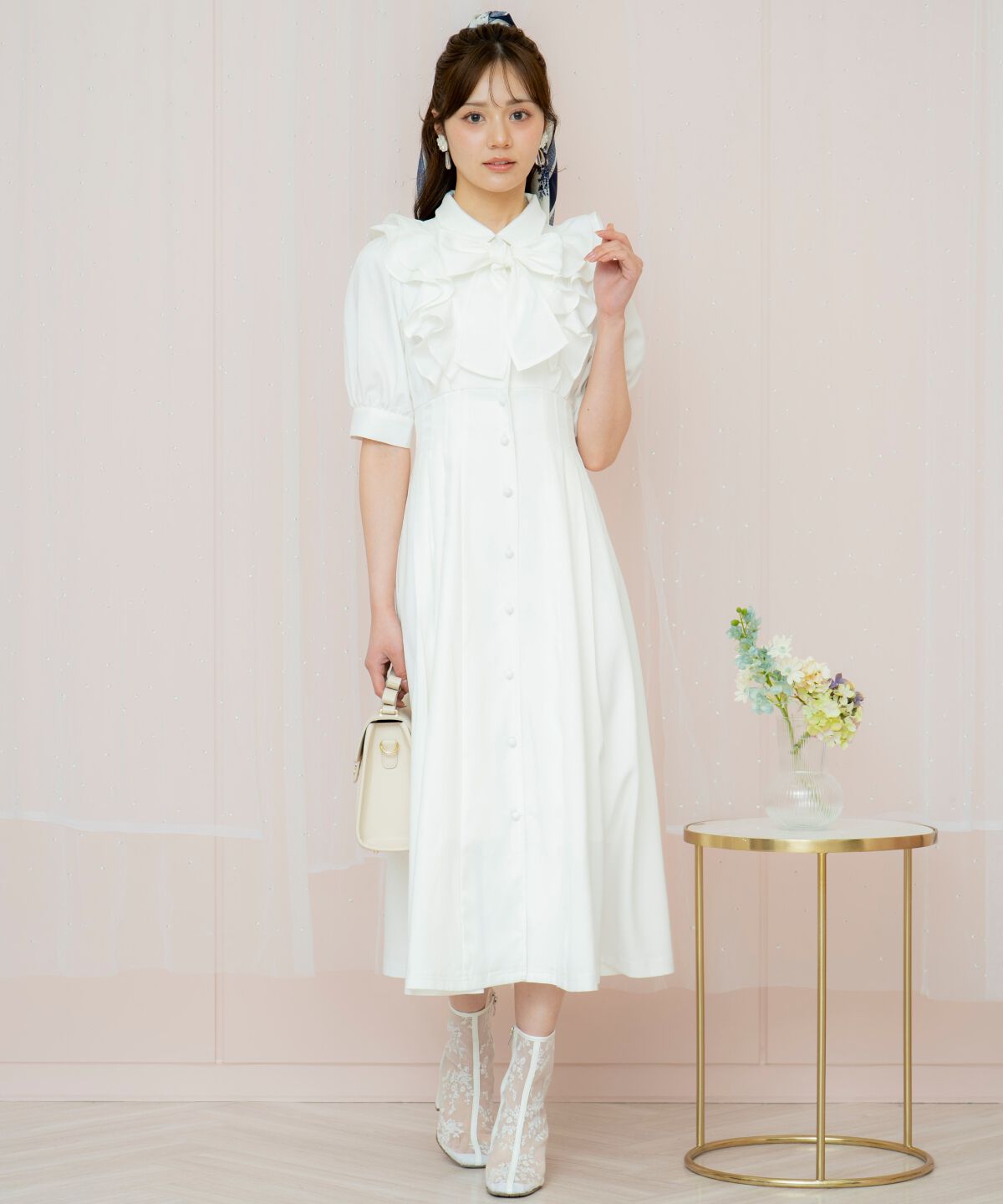 WILLSELECTION「ラッフルリボンタイシャツワンピース」|ワンピース|