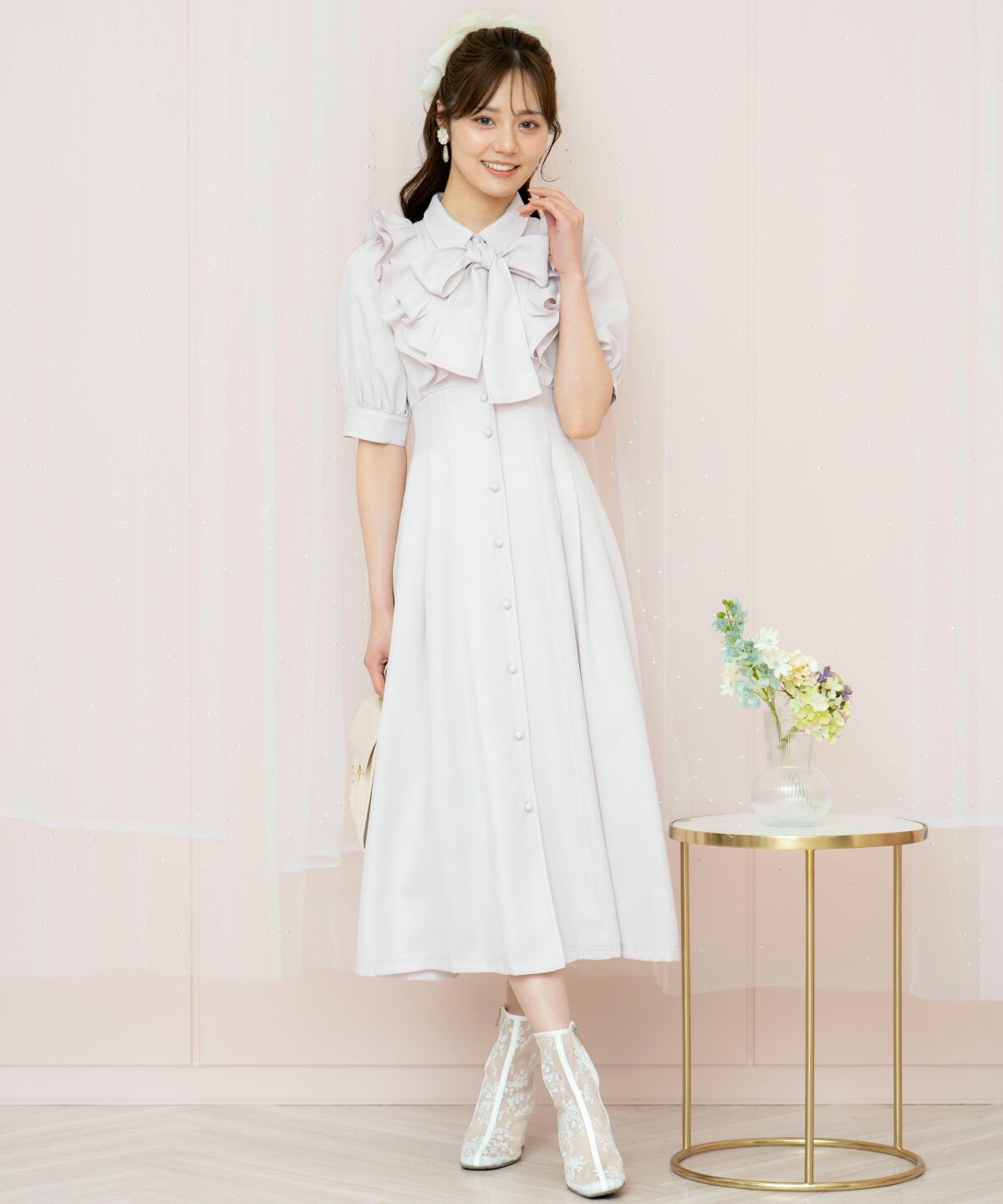 WILLSELECTION「ラッフルリボンタイシャツワンピース」|ワンピース|