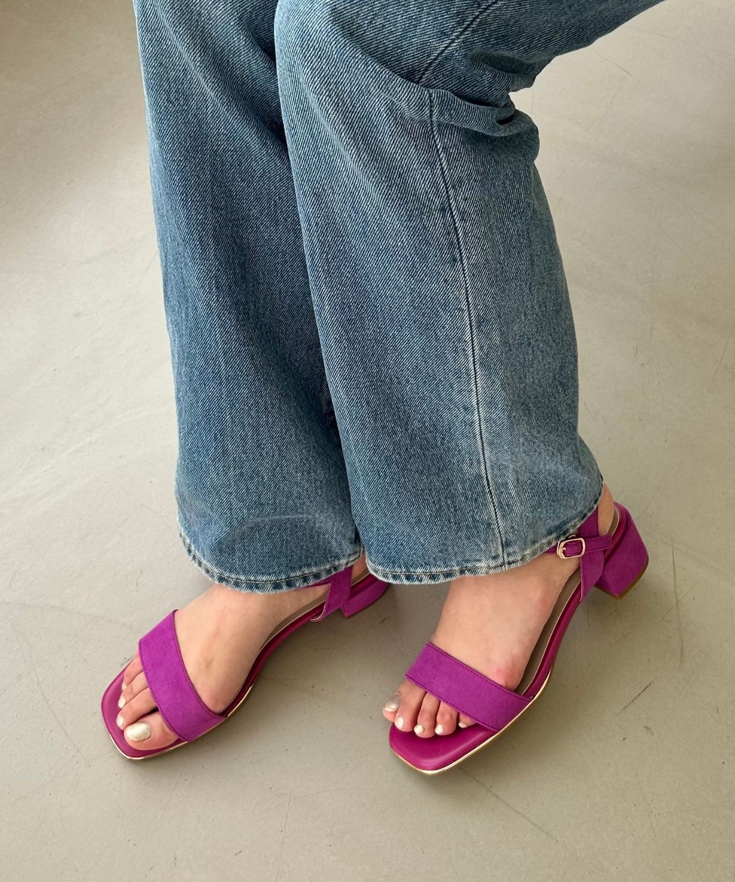 ORiental TRaffic「【アウトレット価格】メタリックライン ミドルヒール サンダル /31209 シンプル 」|サンダル|