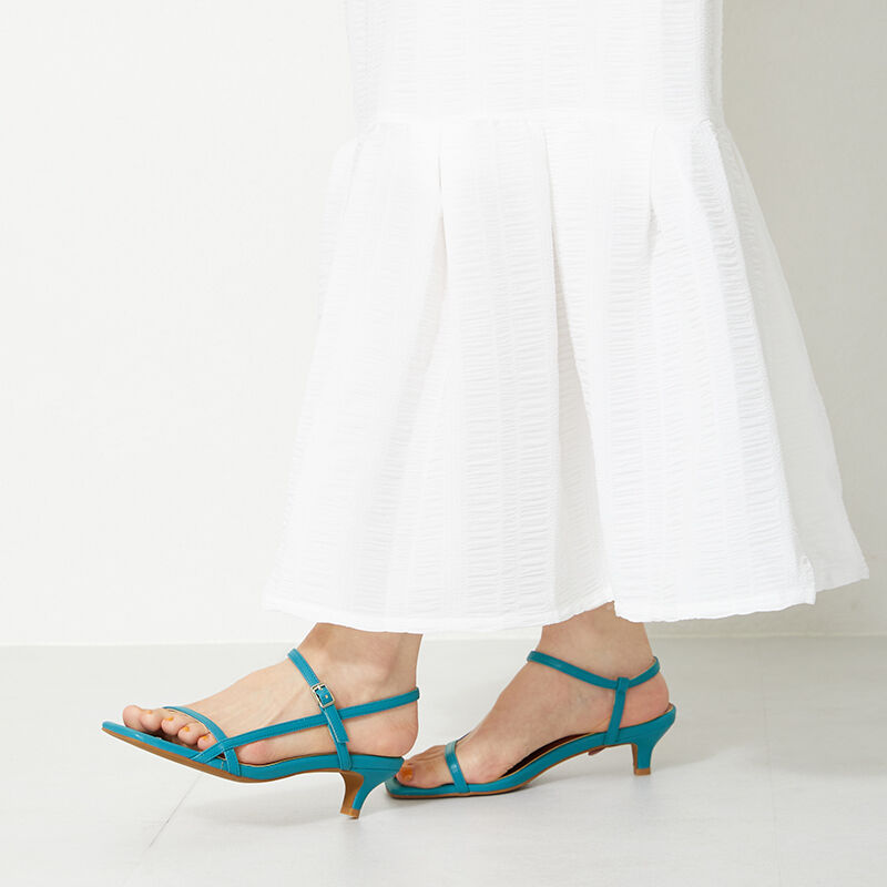 ORiental TRaffic「【トレンド】アシンメトリーナローストラップサンダル/31230 サンダル ヒール5.2cm」|サンダル|BLUE