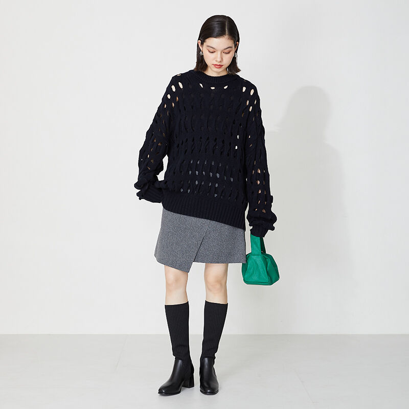 ORiental TRaffic「ニット ロング ヒール ブーツ /31509 太ヒール ヒール6ｃｍ」|ロングブーツ|