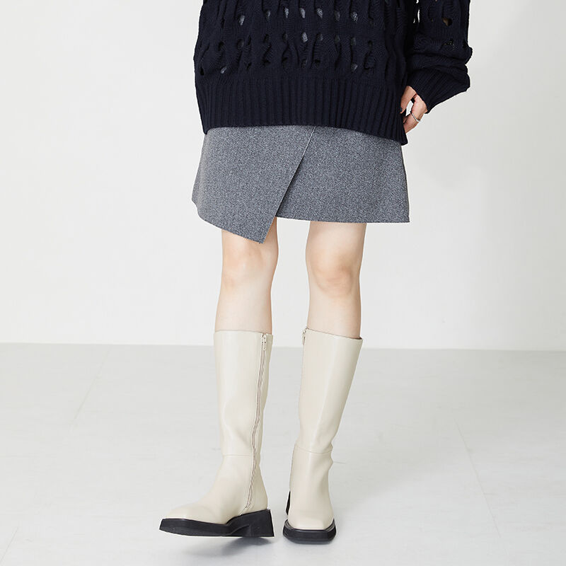 ORiental TRaffic「スクエアトゥミドルブーツ/31510」|ロングブーツ|WHITE