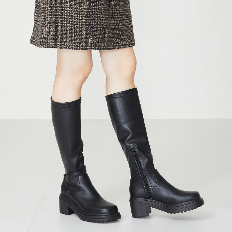 ORiental TRaffic「厚底 ストレッチ ヒール ロングブーツ /31514 ヒール7.5ｃｍ 美脚」|ロングブーツ|