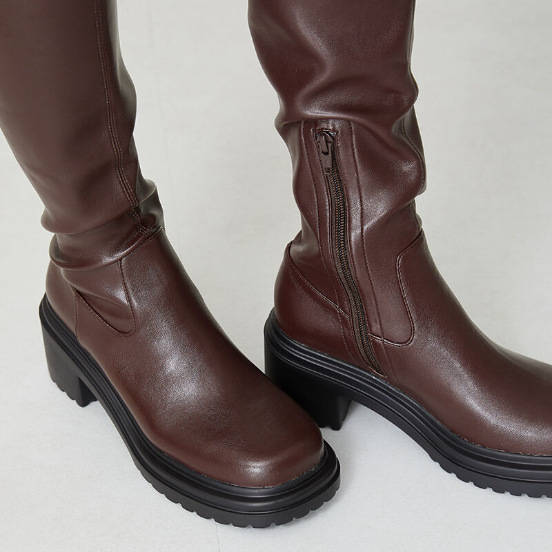 ORiental TRaffic「厚底 ストレッチ ヒール ロングブーツ /31514 ヒール7.5ｃｍ 美脚」|ロングブーツ|