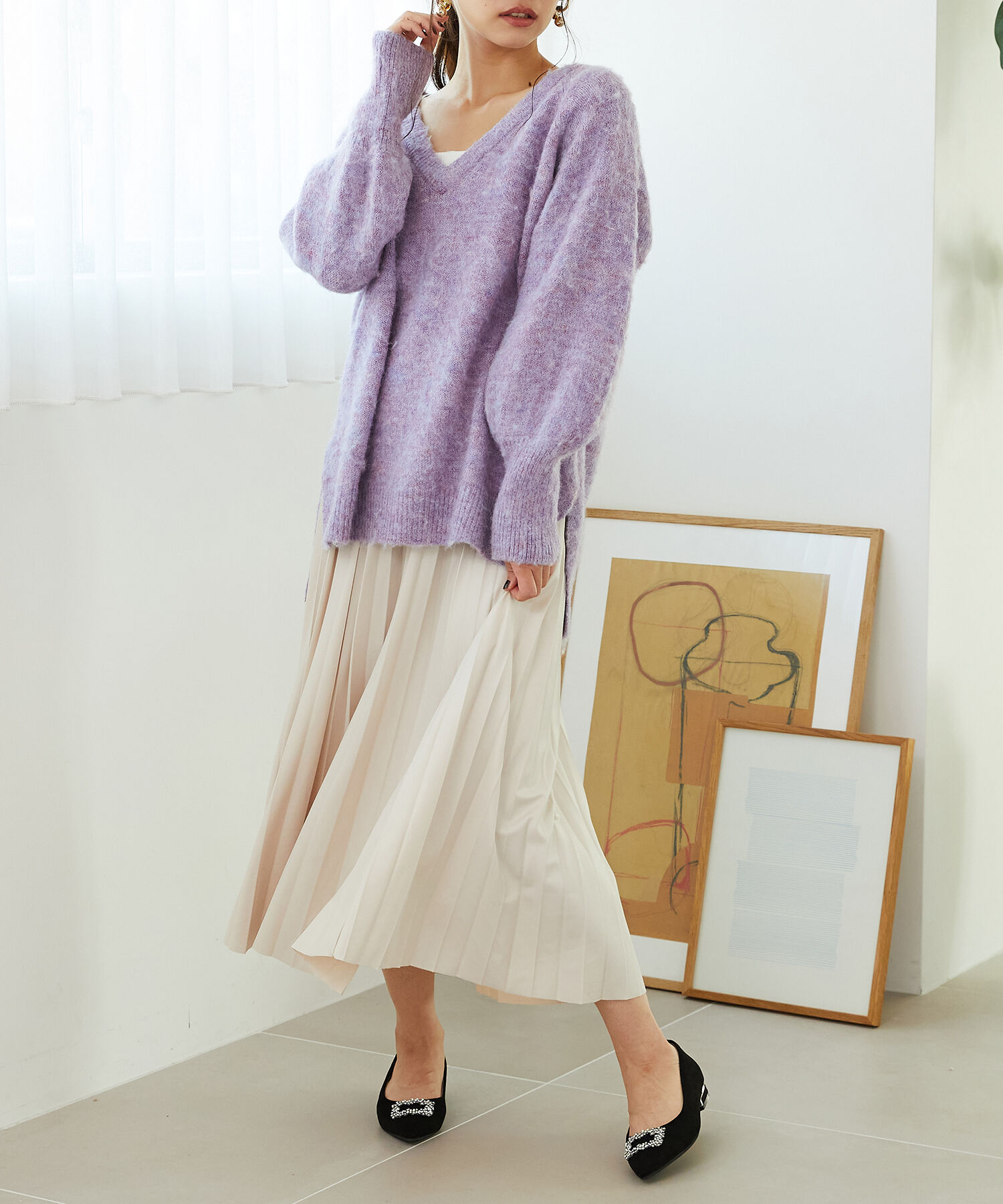 ORiental TRaffic「メランジVネックニットプルオーバー/MO33N06」|ニット・セーター|