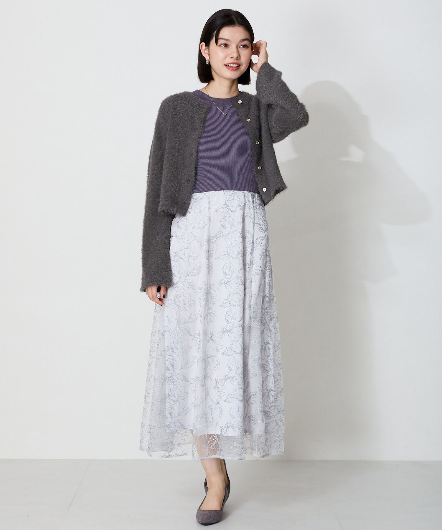 ORiental TRaffic「クロップドシャギーニットカーディガン」|ニット・セーター|