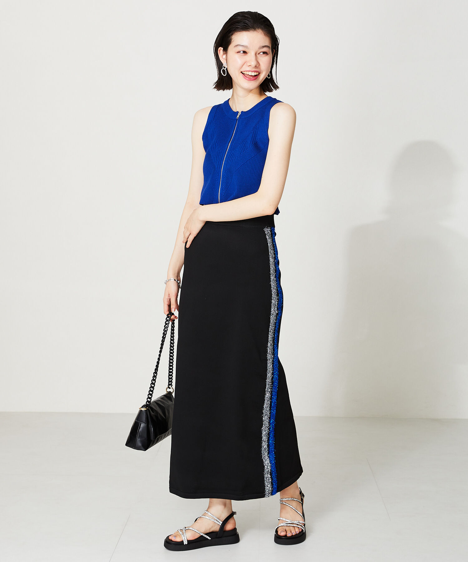 ORiental TRaffic「【追加】ラインストーンストラップサンダル/41217 サンダル 人気 トレンド 売れてる ラインストーン」|サンダル|