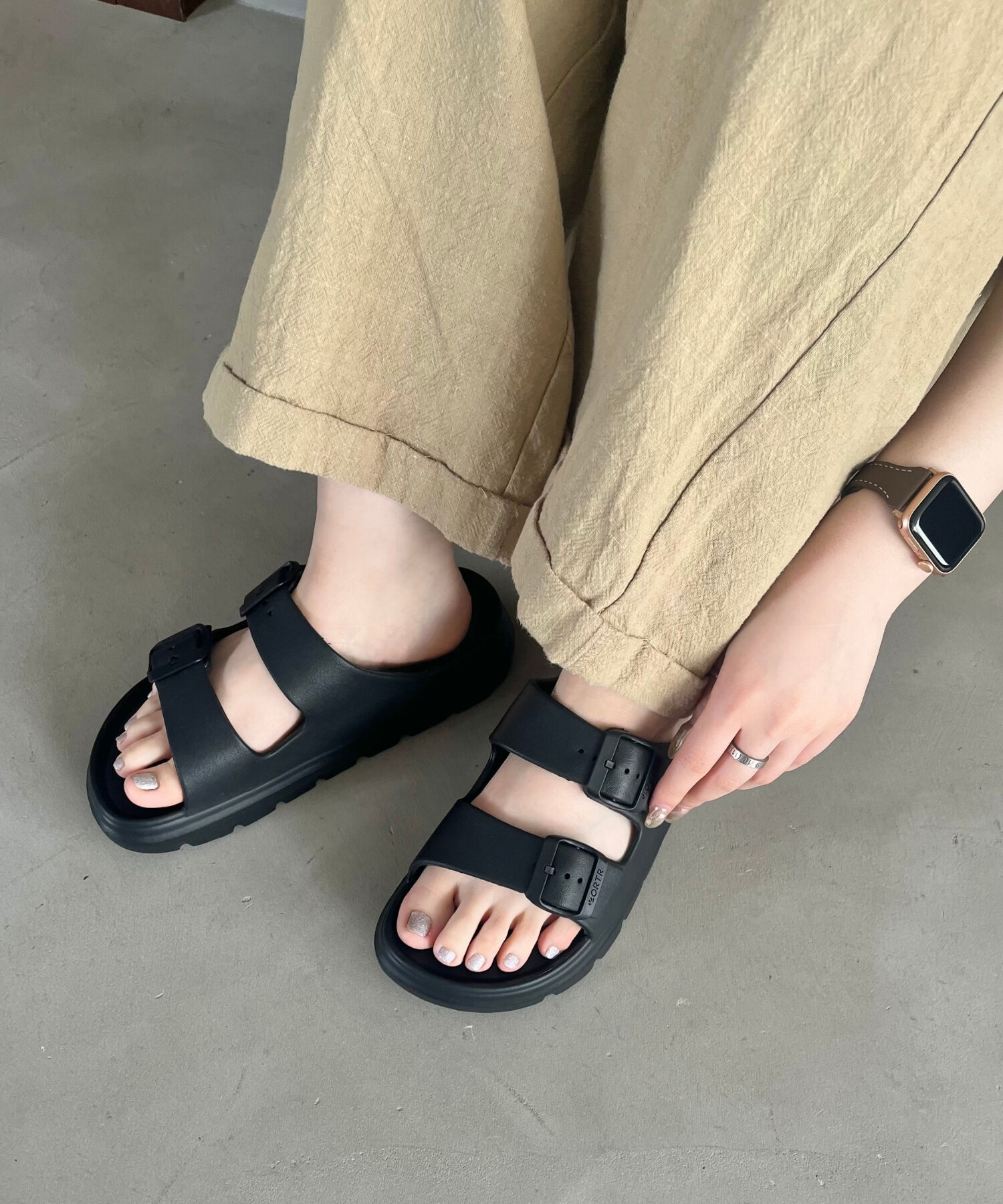 ORiental TRaffic「【リカバリーサンダル】ダブルベルト厚底サンダル/OT3220 軽量 フィット 人気 トレンド 厚底 サンダル」|サンダル|