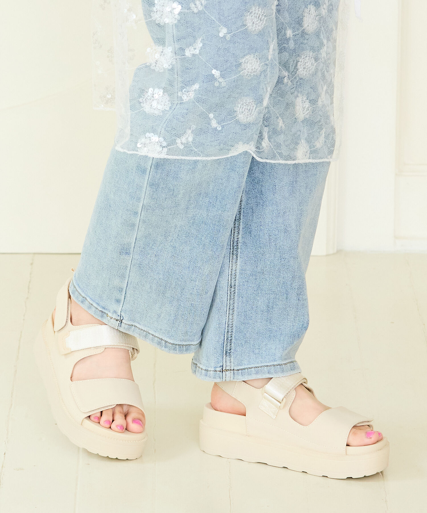 ORiental TRaffic「【アウトレット価格】ダブルベルトベルクロ厚底サンダル/41238」|サンダル|