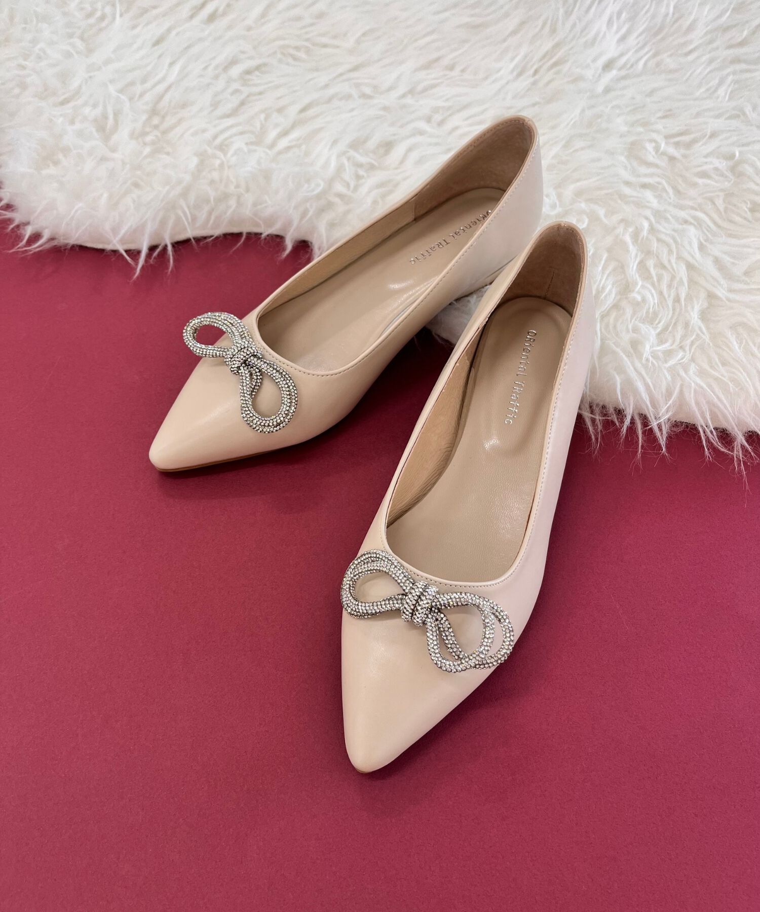 ORiental TRaffic「【トレンド】ビジューリボンフラットパンプス/41310 人気 トレンド パンプス 売れてる 上品」|パンプス|