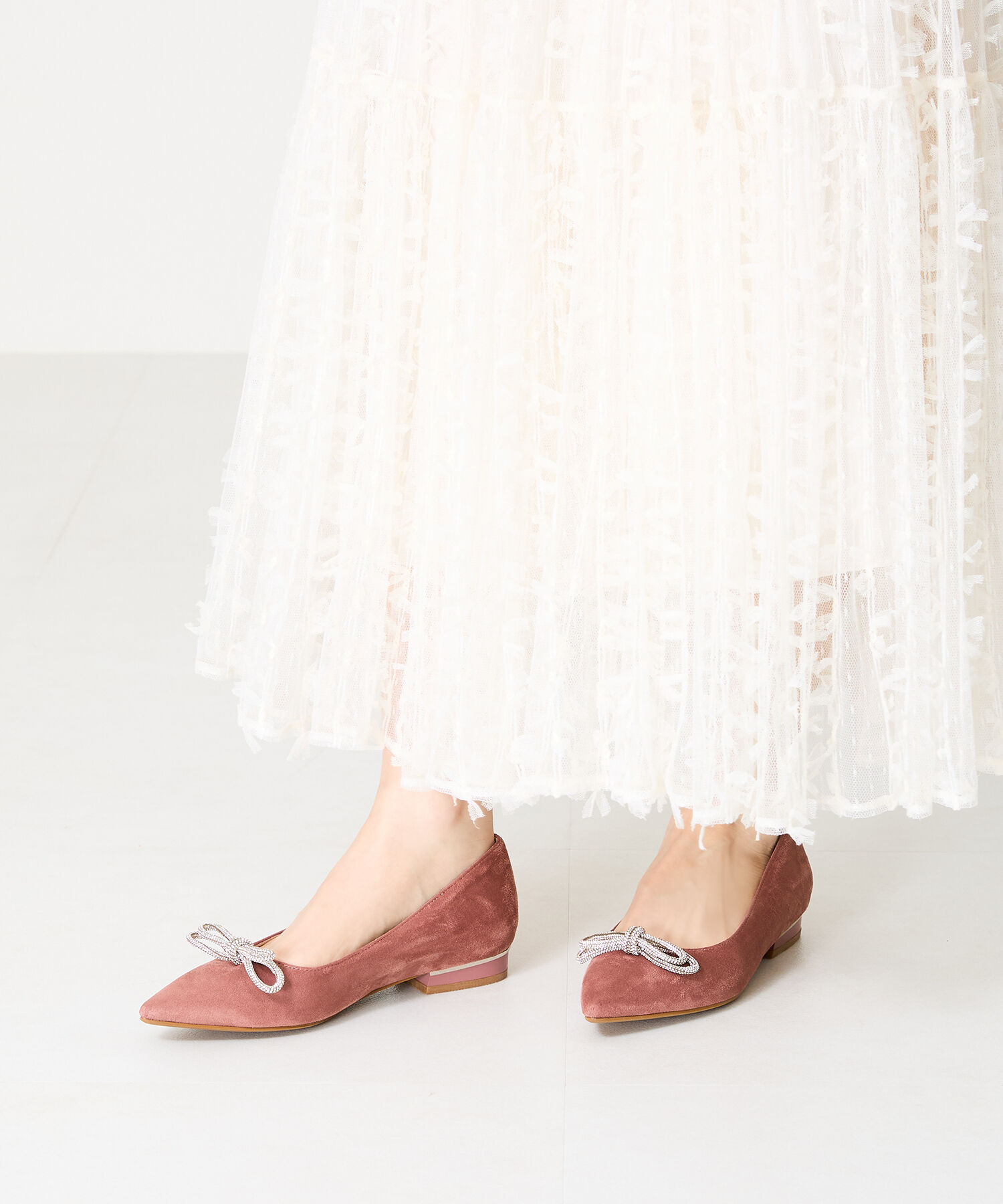 ORiental TRaffic「【トレンド】ビジューリボンフラットパンプス/41310 人気 トレンド パンプス 売れてる 上品」|パンプス|