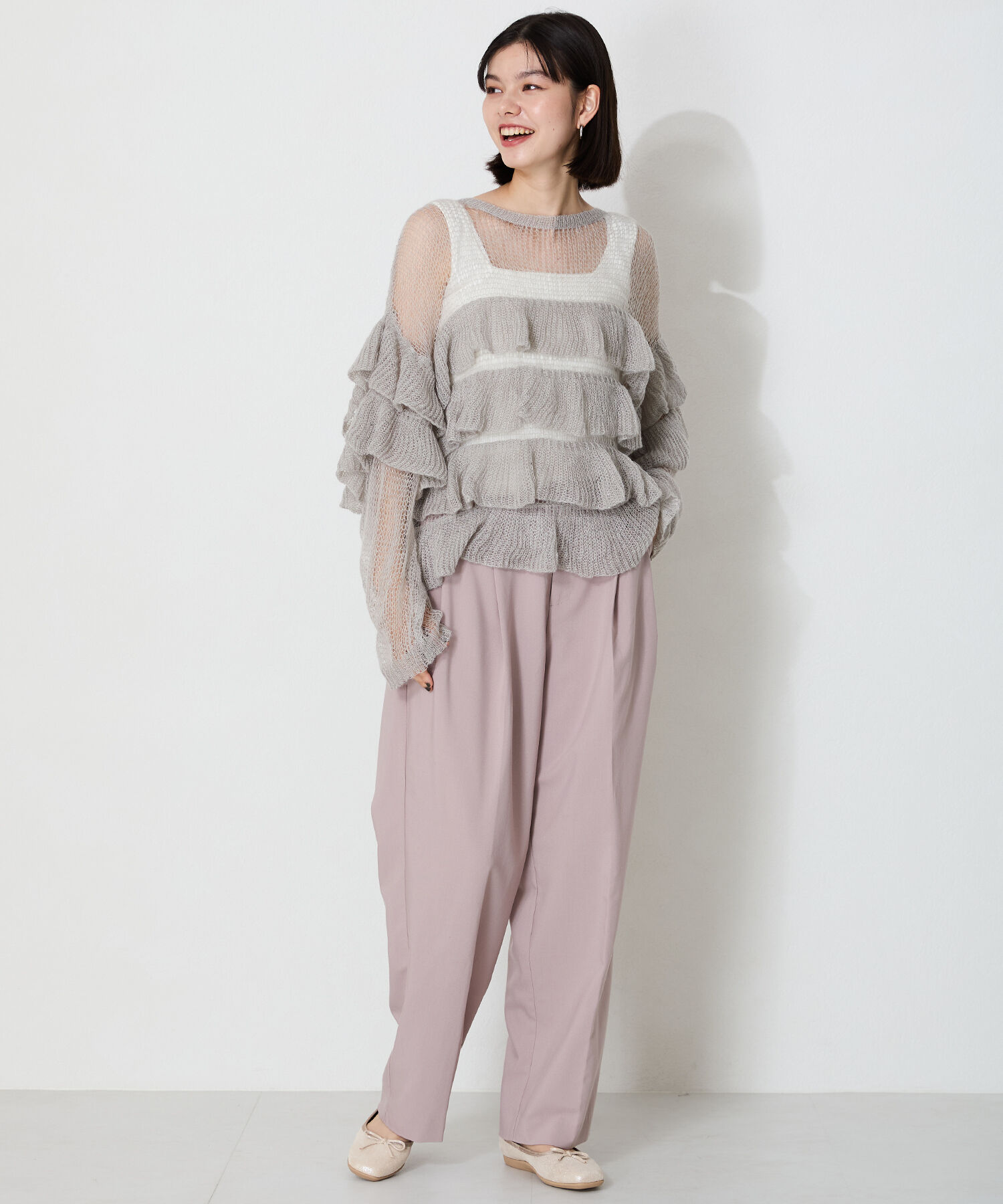 ORiental TRaffic「【WEB限定】 スクエアトゥ バレエシューズ /R-4009 フラット 軽い  厚手クッション」|パンプス|