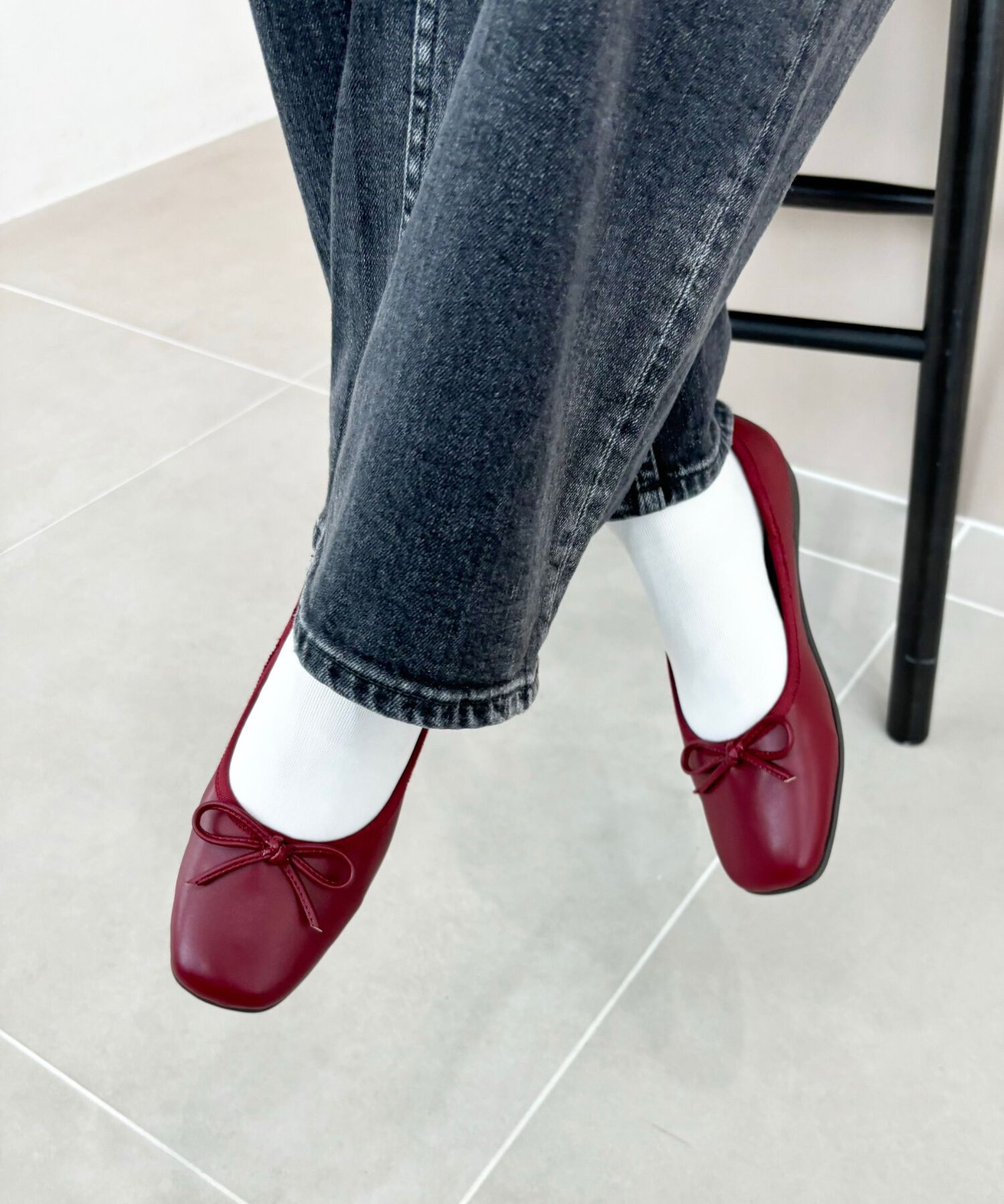 ORiental TRaffic「【WEB限定】 スクエアトゥ バレエシューズ /R-4009 フラット 軽い  厚手クッション」|パンプス|