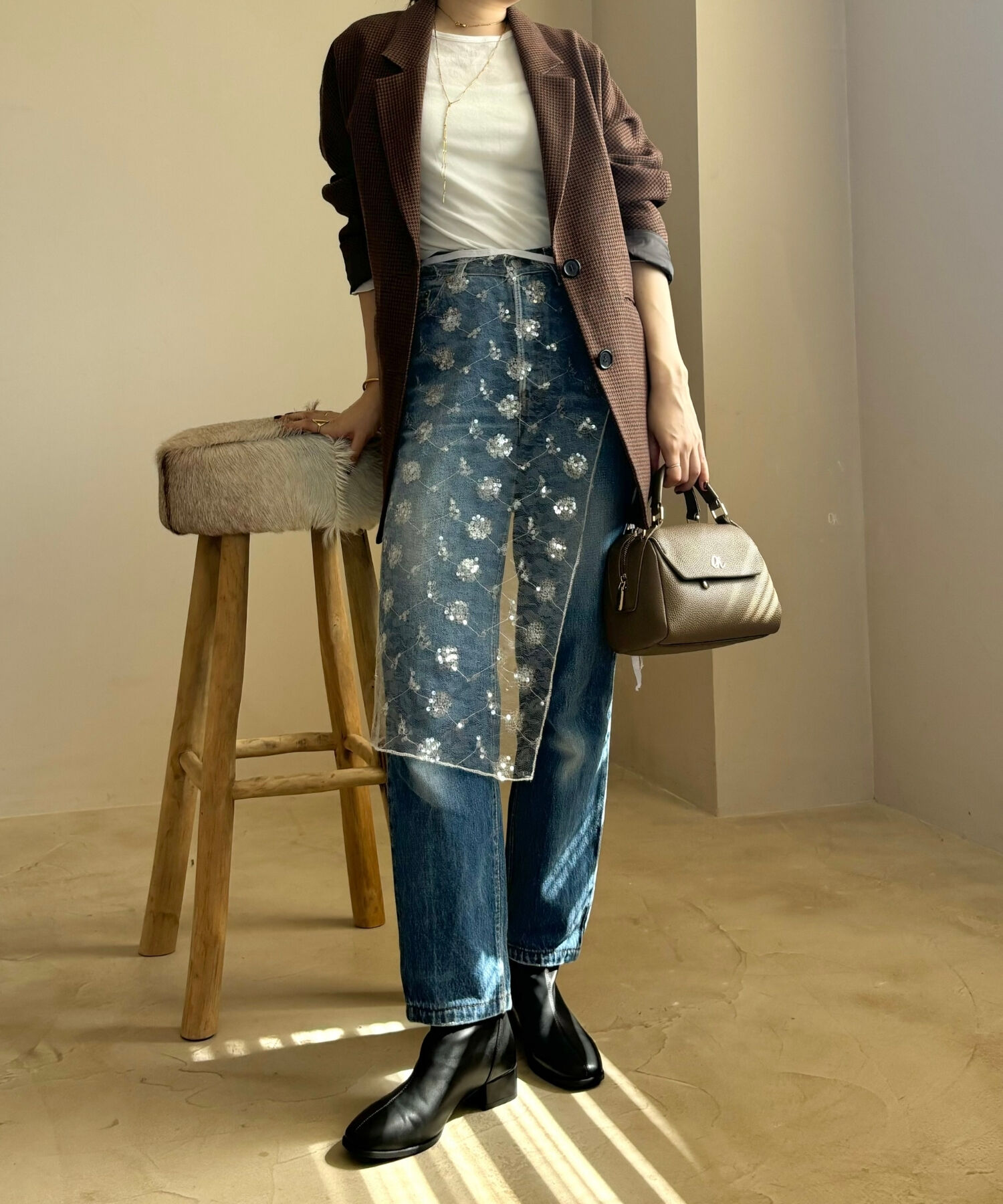 WA Oriental TRaffic「バック ジップ スクエアトゥ ストレッチ ブーツ /42403」|ショートブーツ|