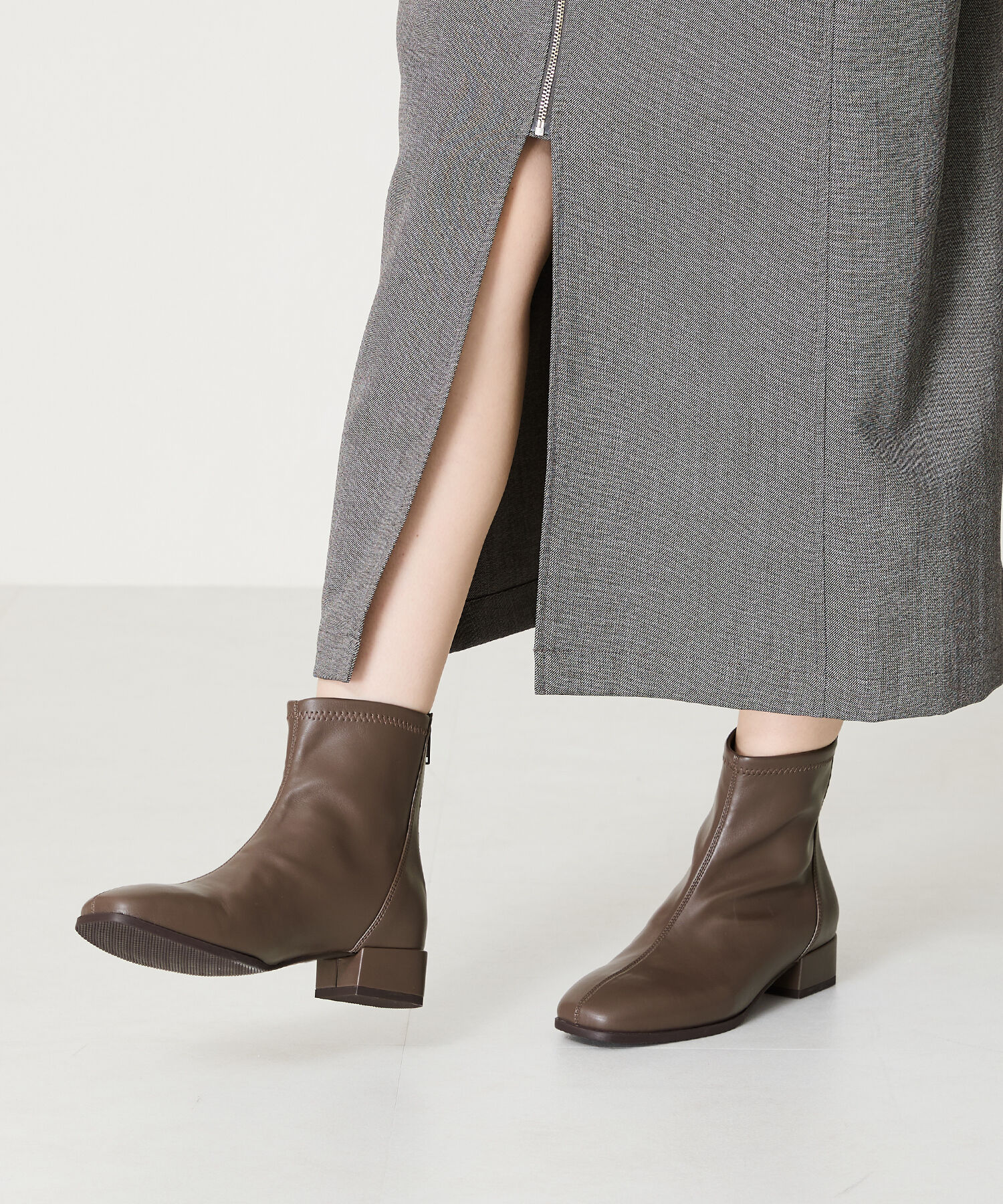 WA Oriental TRaffic「バック ジップ スクエアトゥ ストレッチ ブーツ /42403」|ショートブーツ|