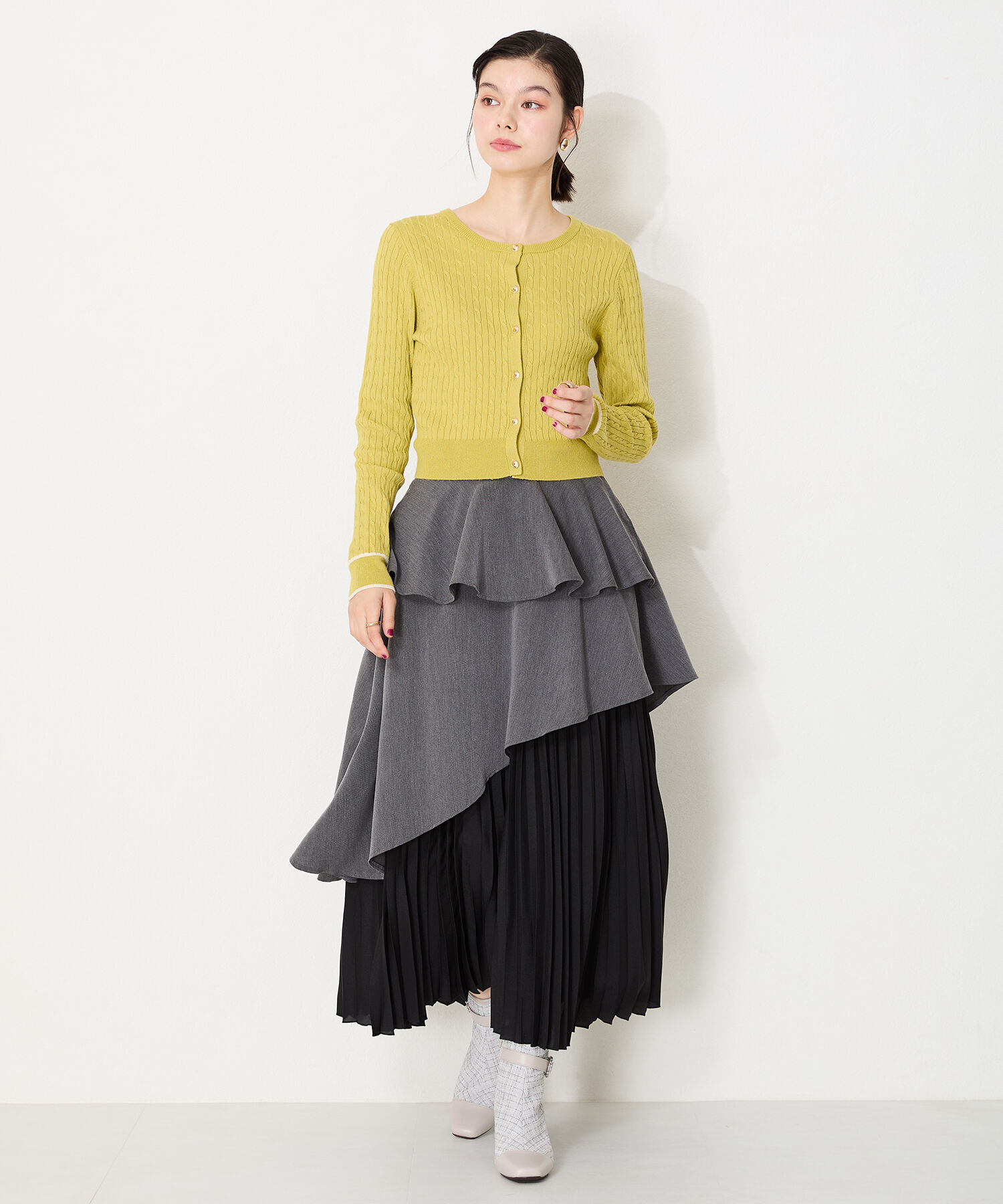 ORiental TRaffic「ビジュー バックル ツイード ヒール ブーツ /41419」|ショートブーツ|