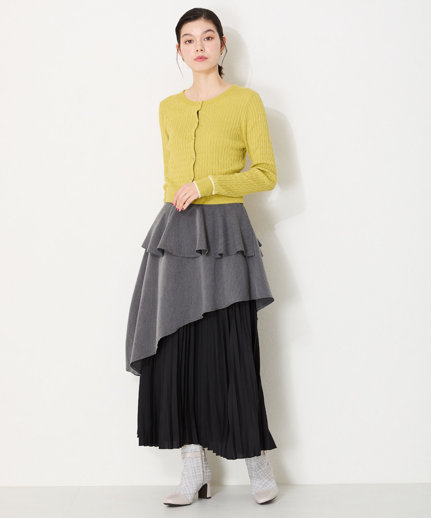 ORiental TRaffic「ビジュー バックル ツイード ヒール ブーツ /41419」|ショートブーツ|