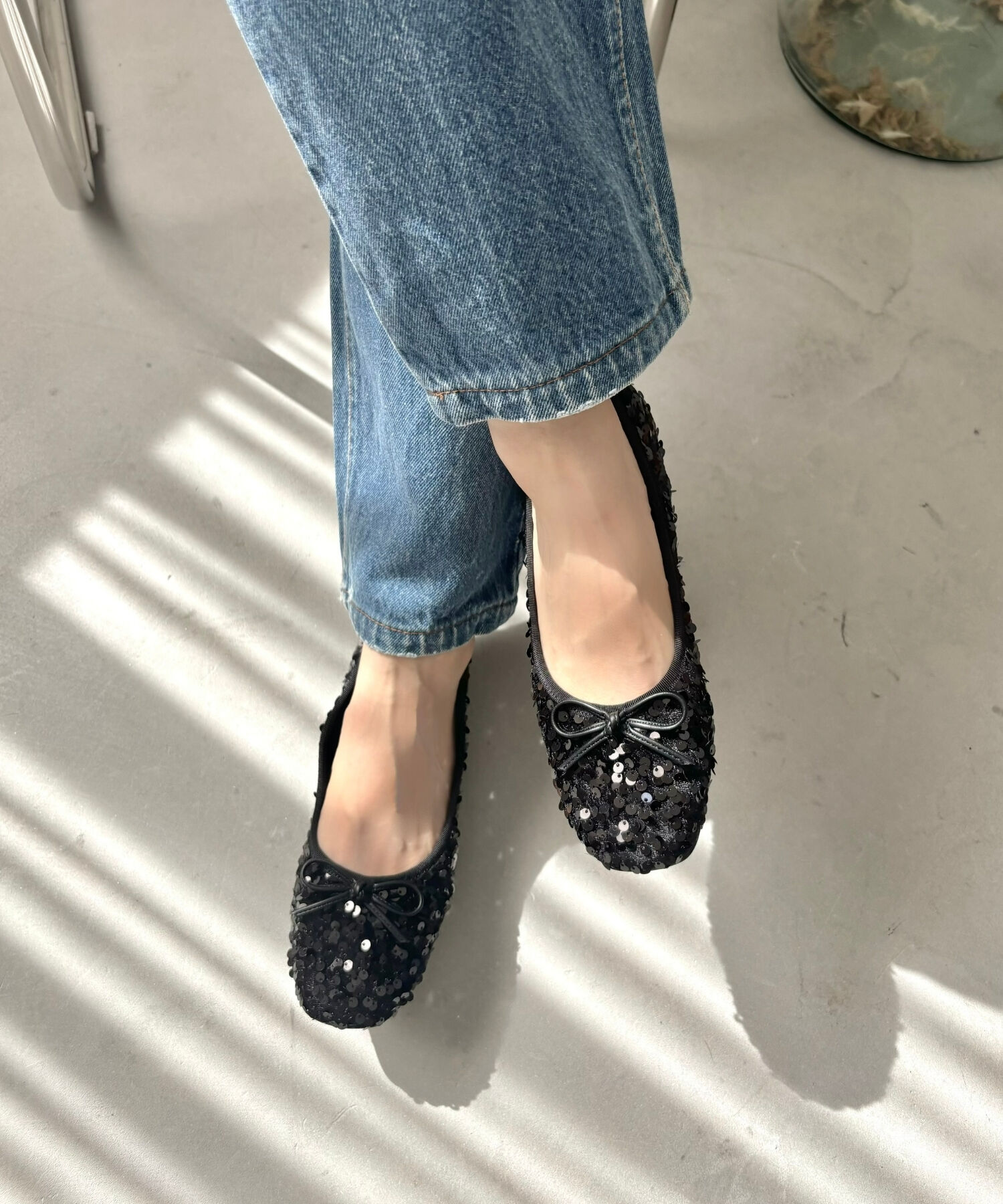 ORiental TRaffic「【跳べるパンプス/シリーズ累計１５０万足突破】スパンコール スクエアトゥ バレエシューズ R-3216」|パンプス|