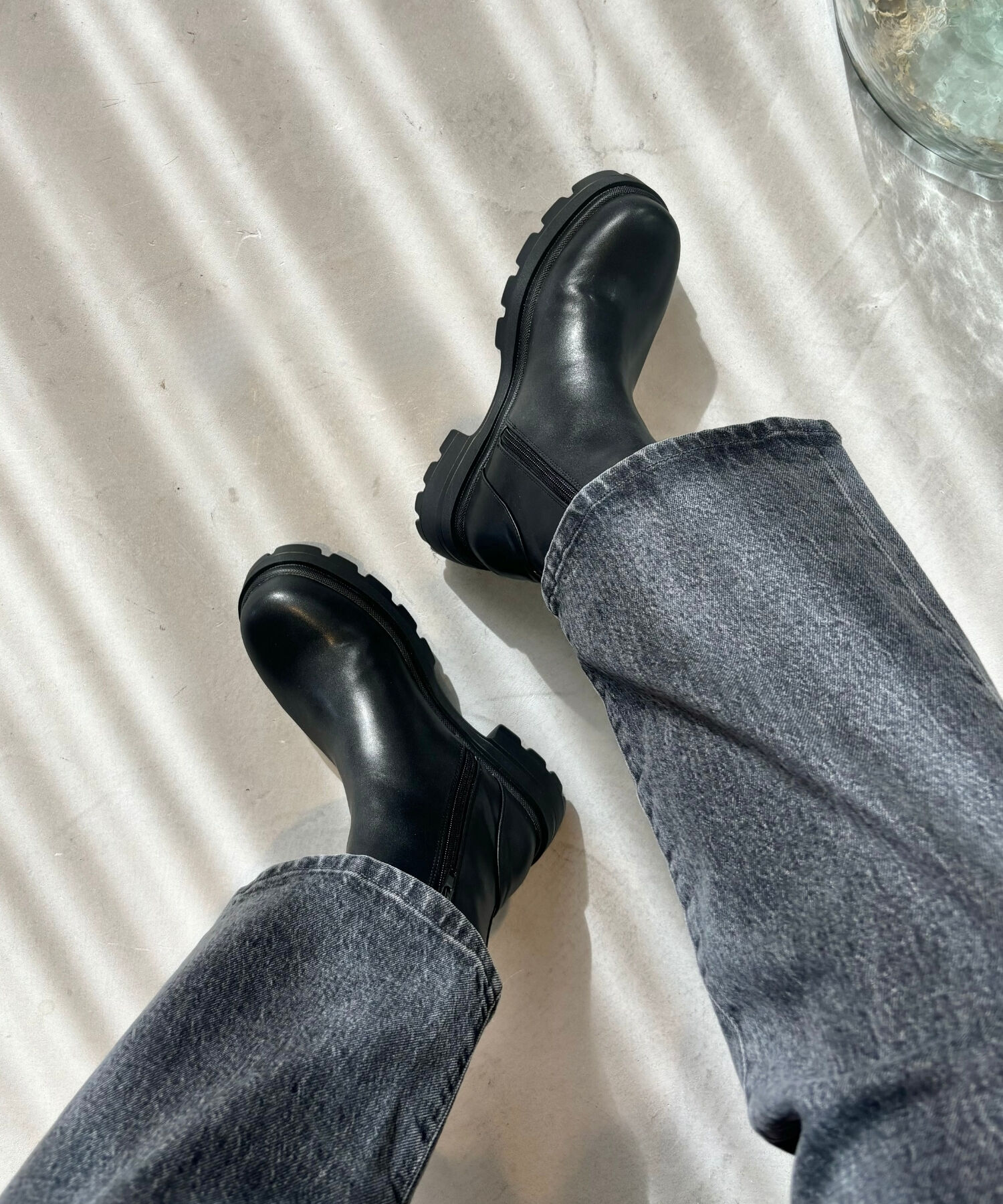 ORiental TRaffic「タンクソール サイドゴア ショートブーツ /41414 軽い ファスナー付き」|ショートブーツ|