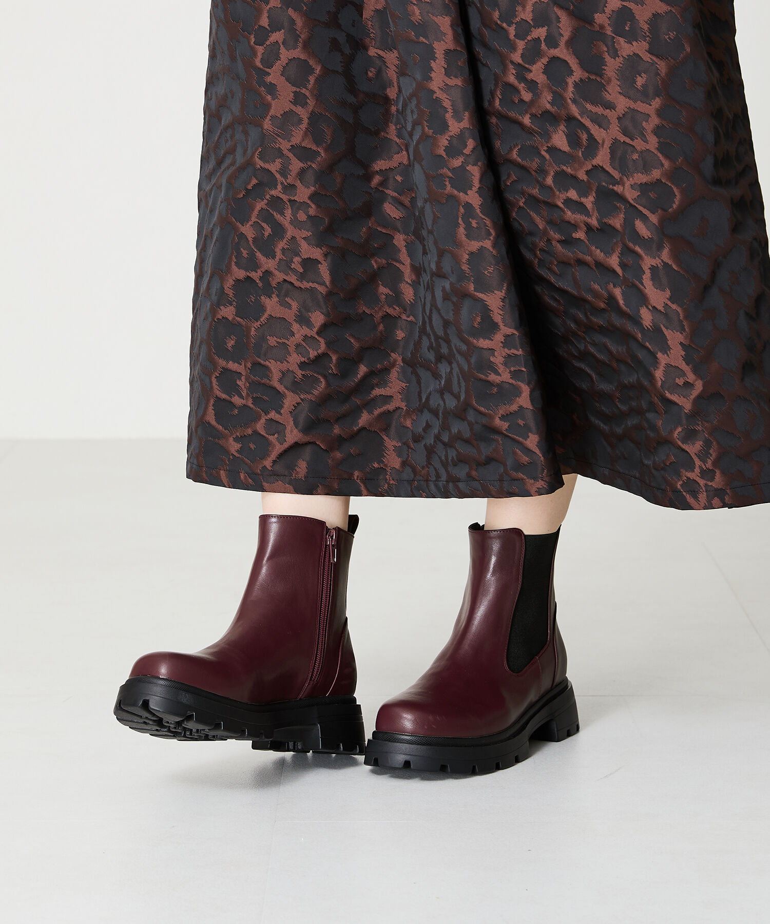 ORiental TRaffic「タンクソール サイドゴア ショートブーツ /41414 軽い ファスナー付き」|ショートブーツ|