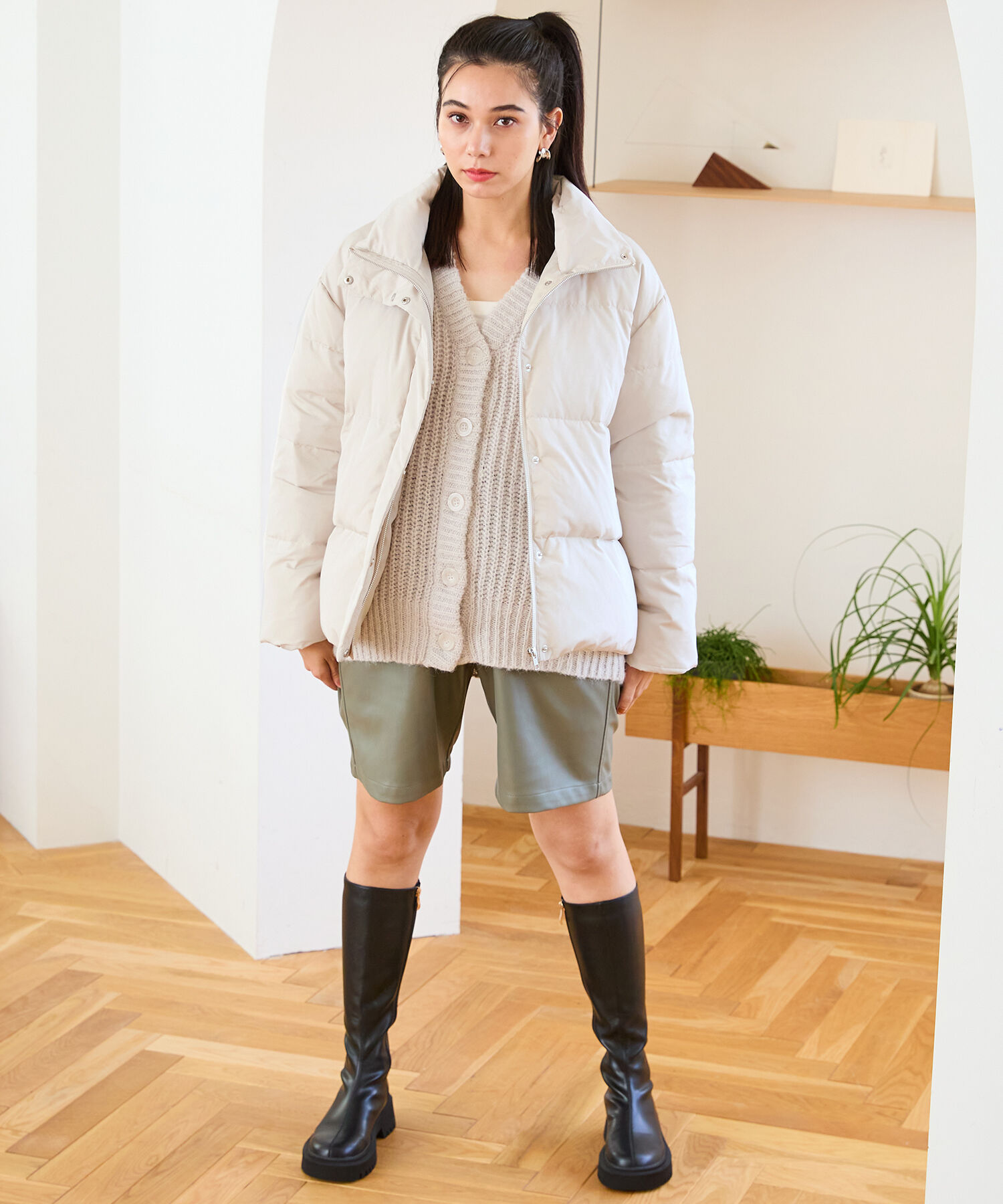 ORiental TRaffic「スタンドネック ボリューム ダウン ジャケット /MO43D01」|ダウン|