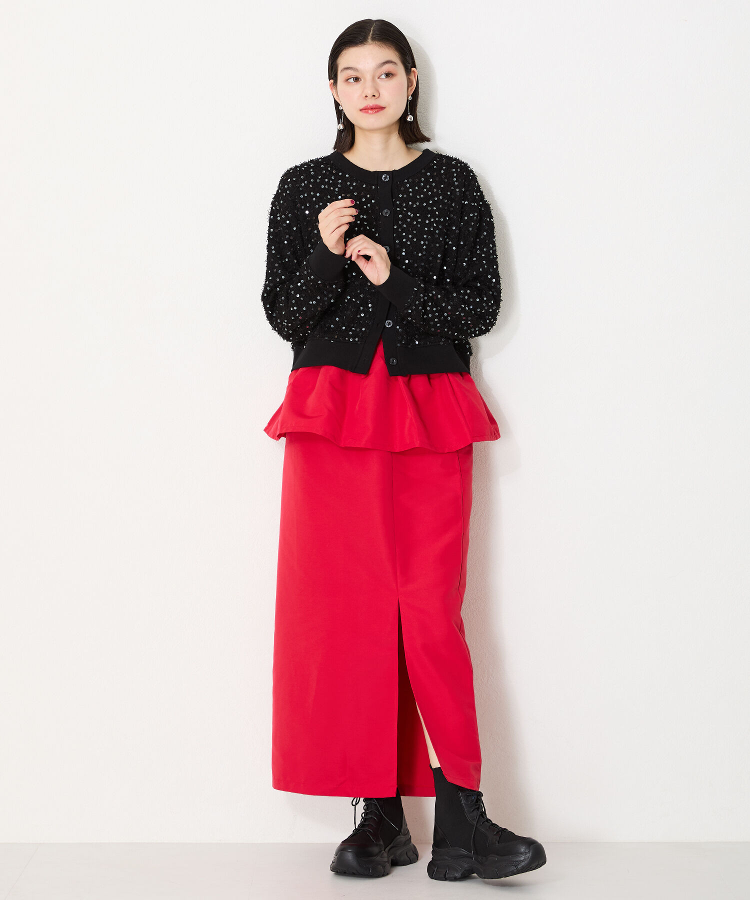 ORiental TRaffic「スニーカーソール ニット レースアップブーツ/41434 厚底」|ショートブーツ|