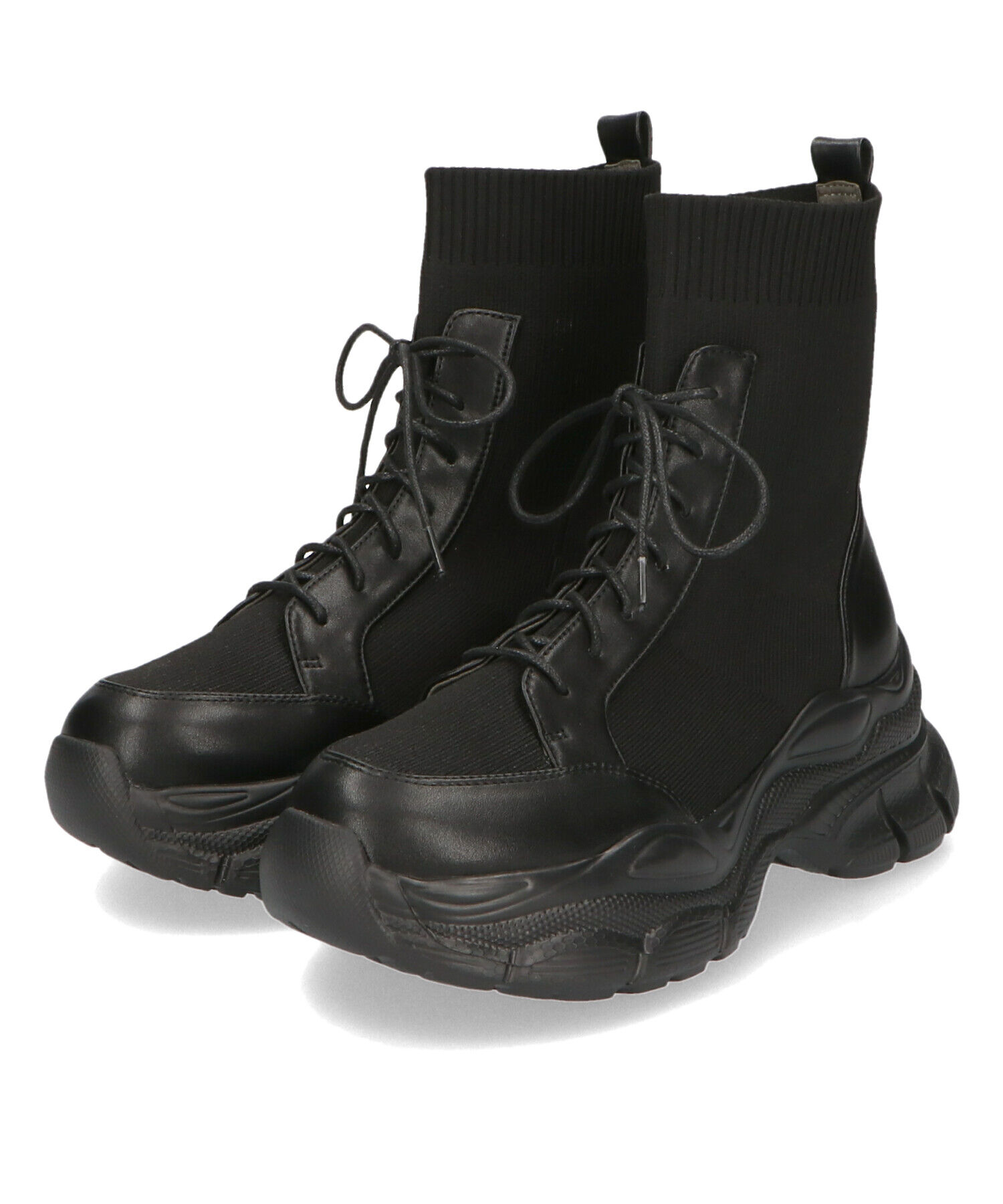 ORiental TRaffic「スニーカーソール ニット レースアップブーツ/41434 厚底」|ショートブーツ|