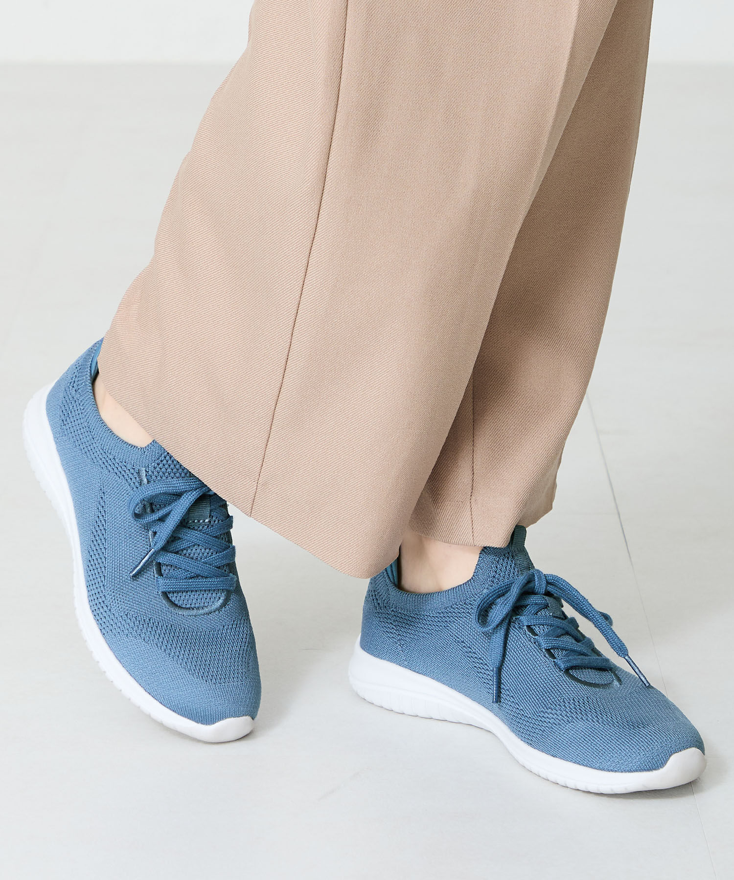 ORiental TRaffic「レースアップ ニット スニーカー /OT3765  トレンド　人気  軽い ワンタッチ」|スニーカー|BLUE