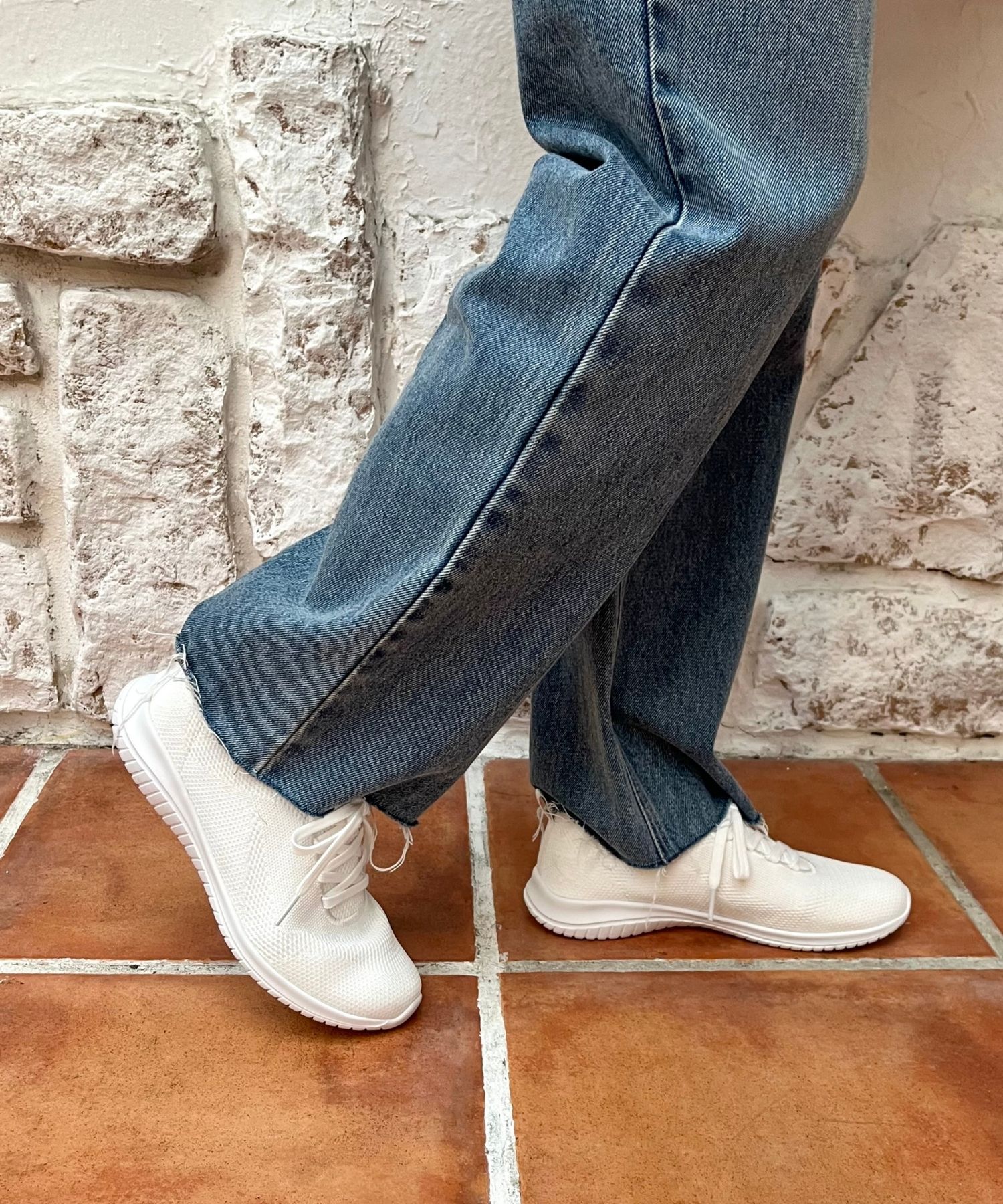 ORiental TRaffic「レースアップ ニット スニーカー /OT3765  トレンド　人気  軽い ワンタッチ」|スニーカー|