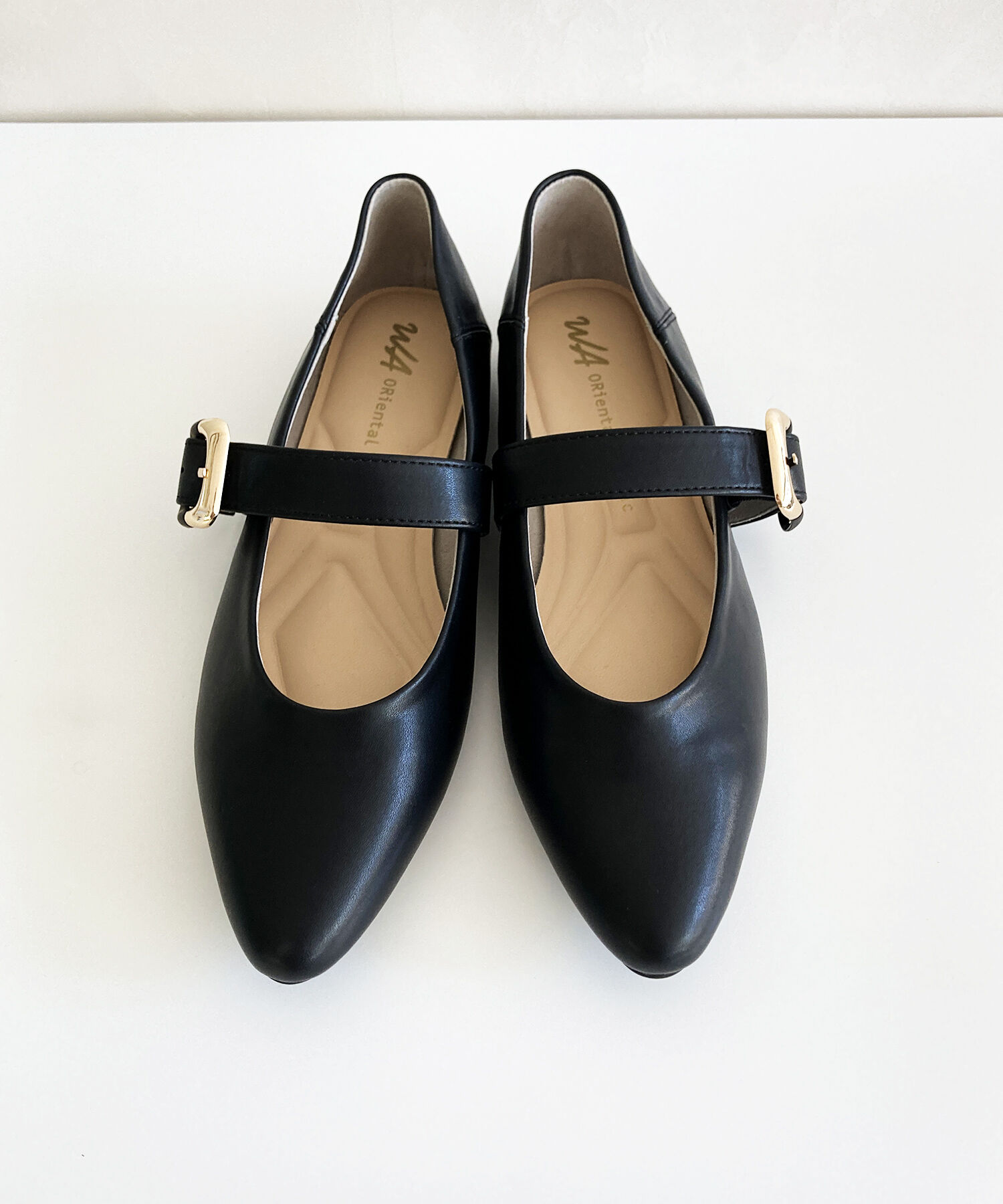 WA Oriental TRaffic「配色バックル柔らかフラットパンプス/52118 パンプス フィット クッション 人気 トレンド」|パンプス|BLACK