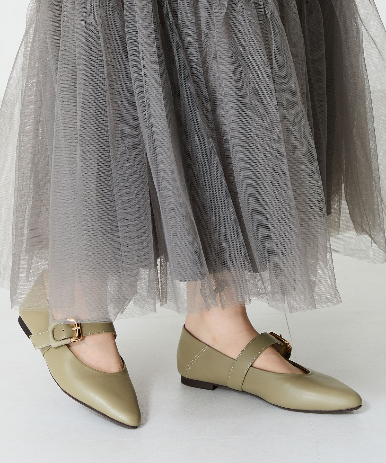 WA Oriental TRaffic「配色バックル柔らかフラットパンプス/52118 パンプス フィット クッション 人気 トレンド」|パンプス|