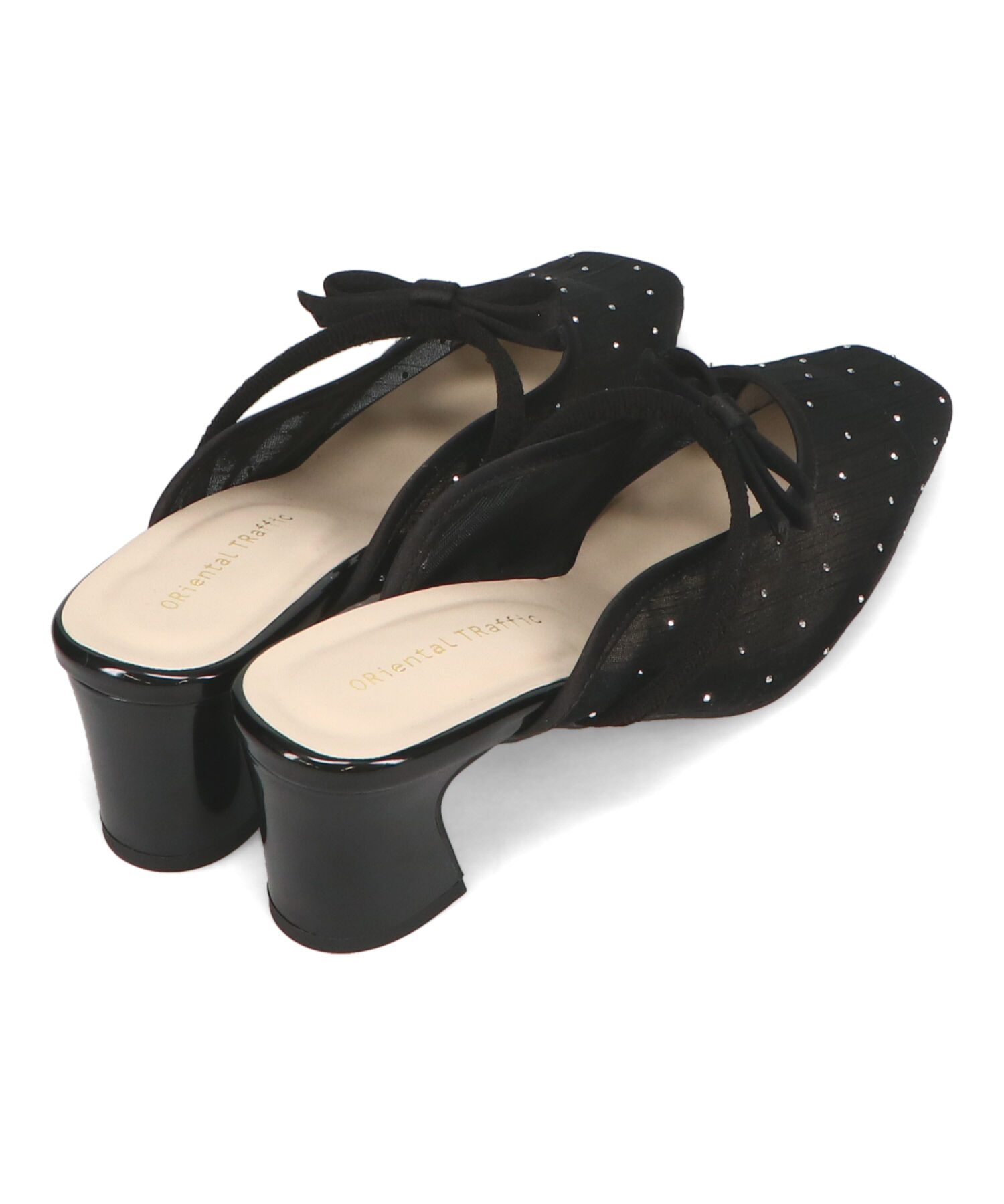 ORiental TRaffic「リボン ベル トラインストーン シアー ミュール /51124 ゴムベルト パンプス」|サンダル|