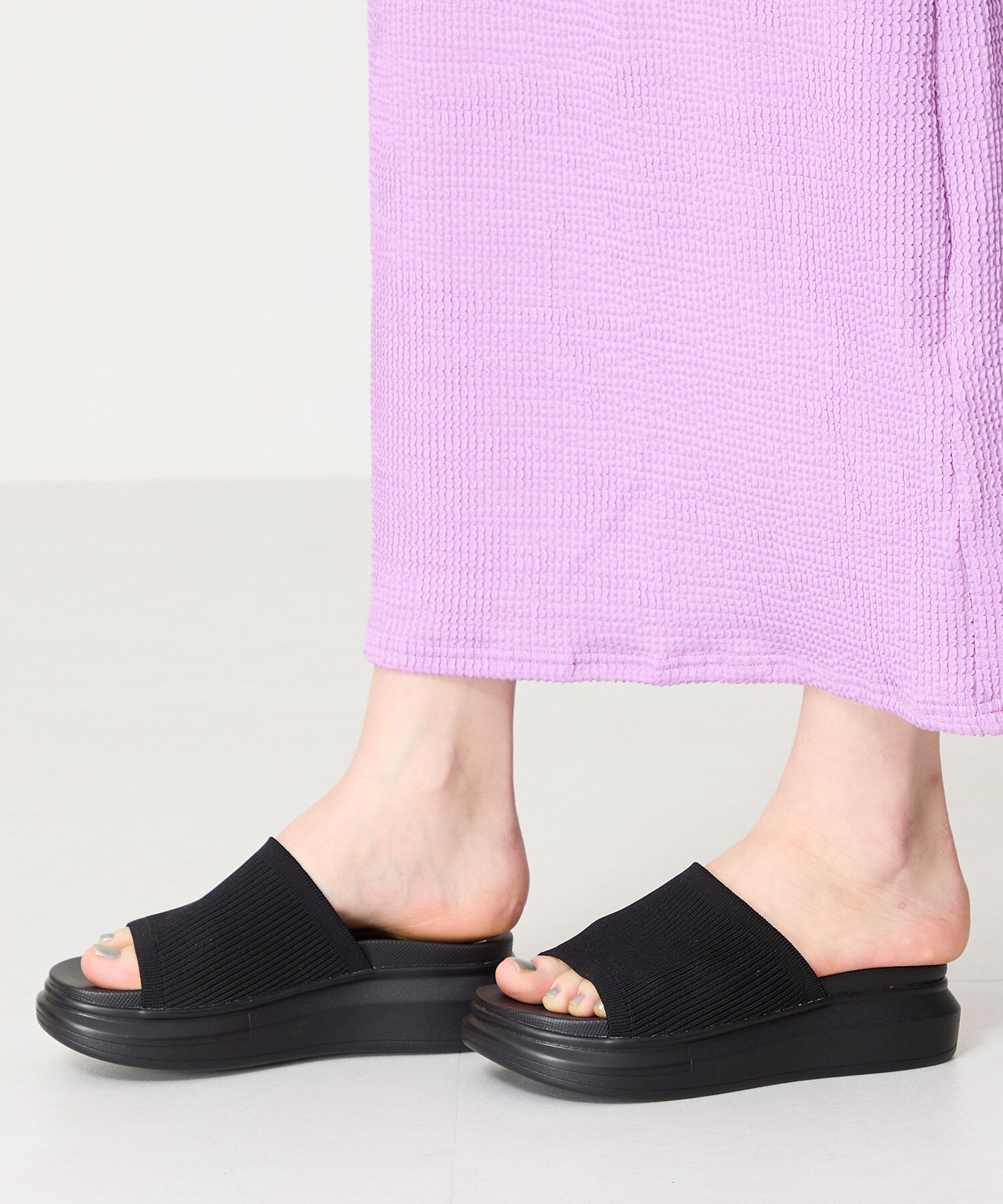 WA Oriental TRaffic「厚底ニットミュールサンダル/52215 サンダル 厚底 ニット ミュール 人気 トレンド」|サンダル|