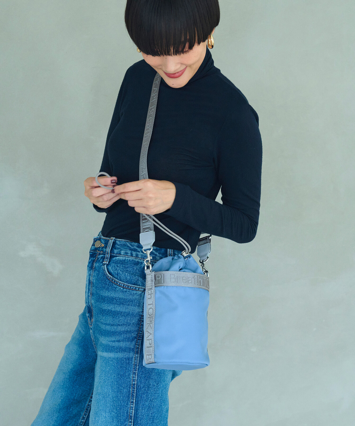 TOPKAPI BREATH「【Breath TOPKAPI】Freely フリーリー ナイロン ロゴテープ バケツ 巾着 ショルダーバッグ」|ショルダー・メッセンジャー|