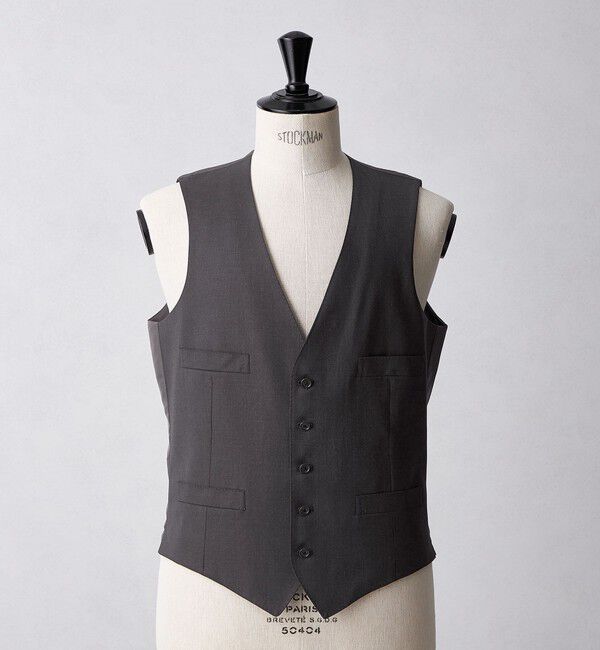 UNITED ARROWS「タスマニア ウール ギャバジン 5ボタン ベスト」|スーツ|DK.GRAY
