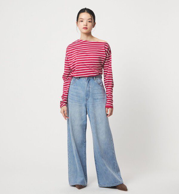 EMMEL REFINES「＜EMMEL REFINES＞EM アシンメトリー ボーダー ロンT」|Tシャツ・カットソー|