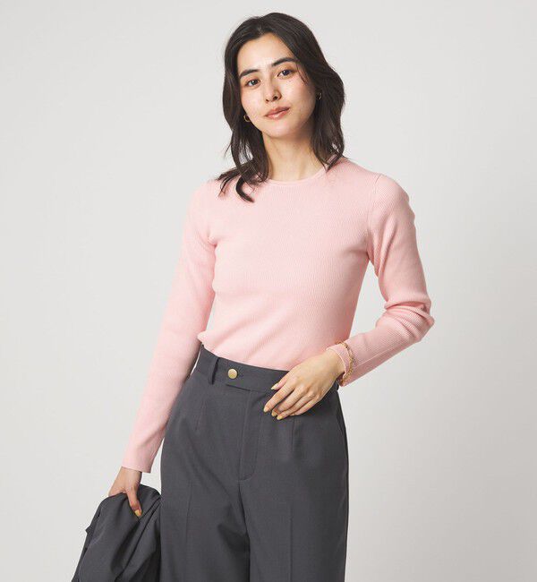 UNITED ARROWS green label relaxing「＜1_OF MINE＞リブ クルーネック プルオーバー ニット ウォッシャブル」|ニット・セーター|LT.PINK