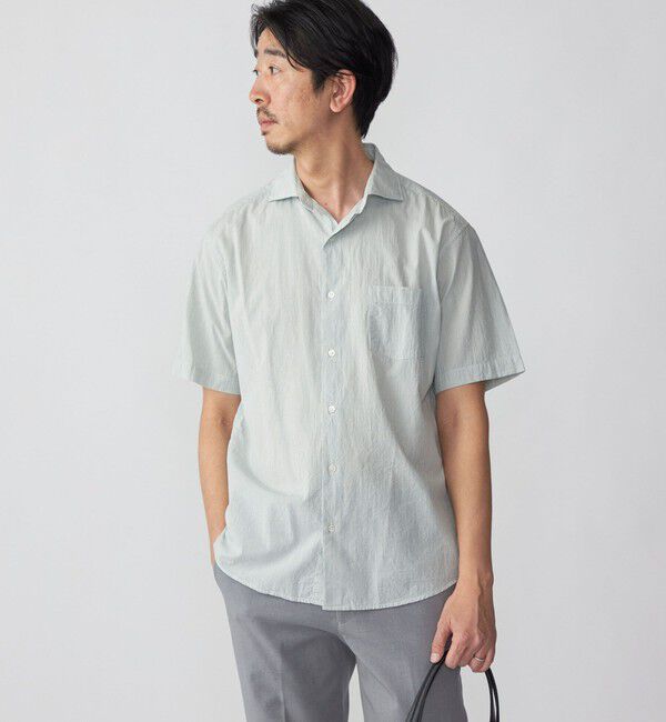 SHIPS「SHIPS: ボイル セミワイドカラー ストライプ ショートスリーブ シャツ」|シャツ・ブラウス|