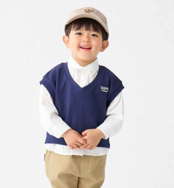 SHIPS Colors 「SHIPS Colors:90～140cm /〈洗濯機可能〉ベスト ドッキング シャツ」|シャツ・ブラウス|ネイビー
