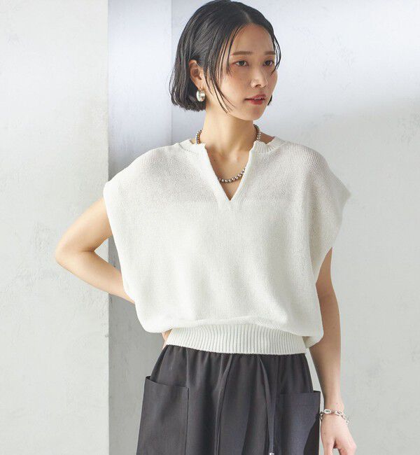 SHIPS for women「〈手洗い可能〉ポリエステル 麻 スキッパー プルオーバー」|プルオーバー|