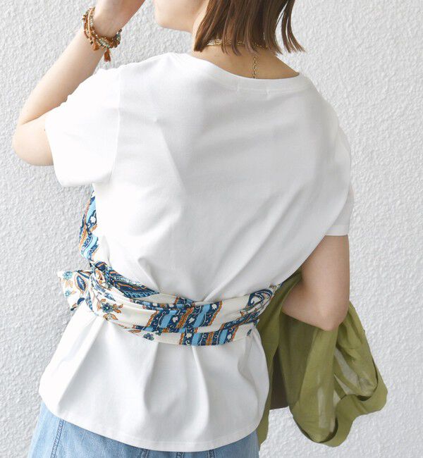 SHIPS for women「【WEB限定】〈手洗い可能〉スカーフ コンビ TEE」|Tシャツ・カットソー|