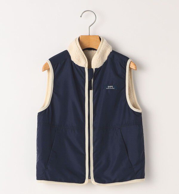 SHIPS KIDS「SHIPS KIDS:100～130cm/〈洗濯機可能〉ボア リバーシブル ベスト」|ダウンベスト・ベスト|