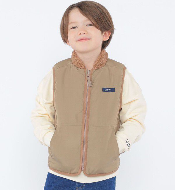 SHIPS KIDS「SHIPS KIDS:100～130cm/〈洗濯機可能〉ボア リバーシブル ベスト」|ダウンベスト・ベスト|