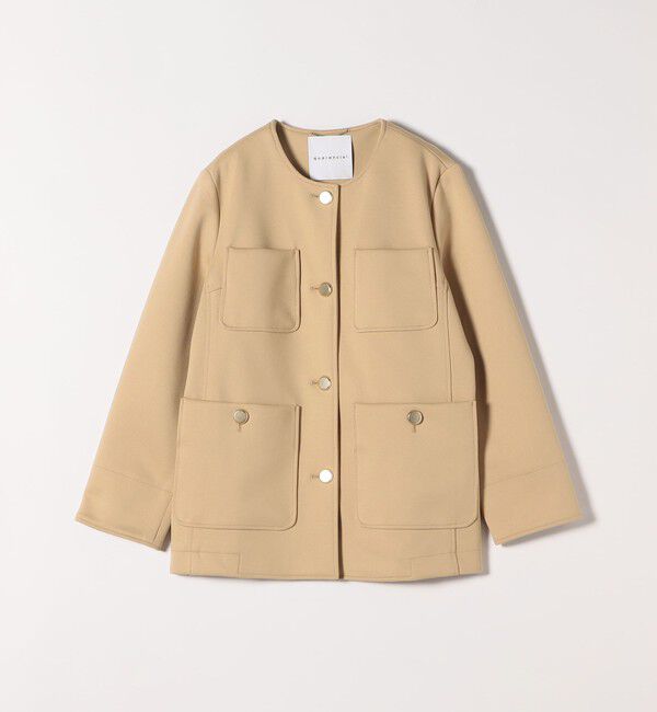 quaranciel「quaranciel:〈手洗い可能〉ジャージー ゴールドボタン クルーネック ジャケット」|ノーカラージャケット|