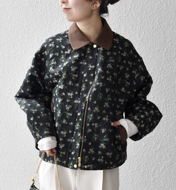 SHIPS any「SHIPS any:〈手洗い可能〉フラワー ジャカード ジップ ブルゾン」|ブルゾン・スタジャン|