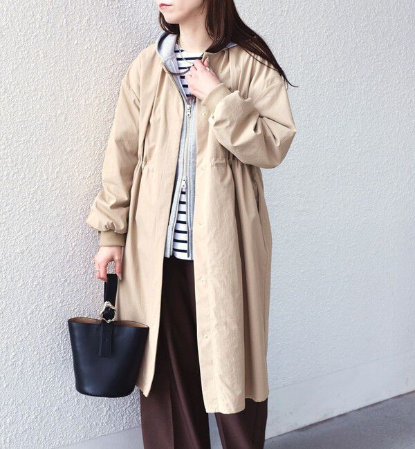 SHIPS Colors 「SHIPS Colors:〈手洗い可能〉ツイル ノーカラー タック コート◇」|ノーカラーコート|