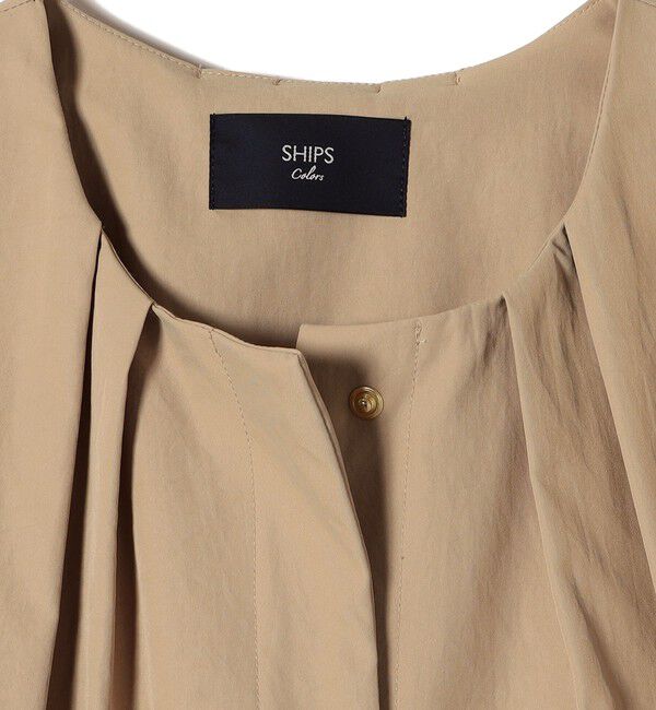 SHIPS Colors 「SHIPS Colors:〈手洗い可能〉ツイル ノーカラー タック コート◇」|ノーカラーコート|