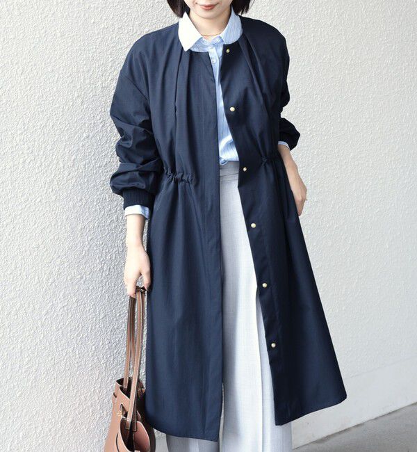 SHIPS Colors 「SHIPS Colors:〈手洗い可能〉ツイル ノーカラー タック コート◇」|ノーカラーコート|